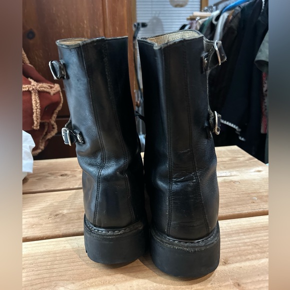 Vintage SOLDINI Leather Military Combat Boots Lug Sole Black 43 US 10 - Picture 8 of 16